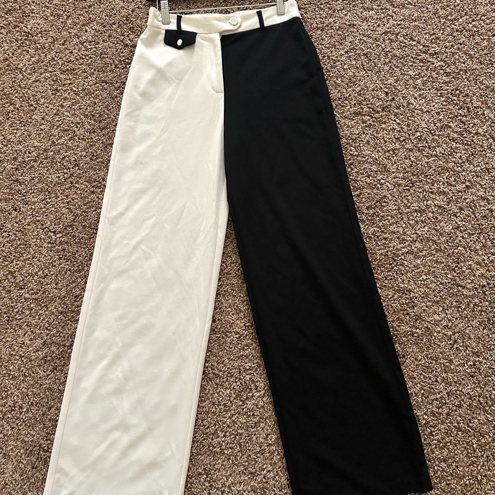 Elegant Two-Tone Wide Leg Pants